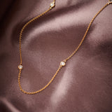 Bezel-Set Diamond Station Necklace, 14K Solid Gold, 1/3 ct Lab Grown Diamond-1