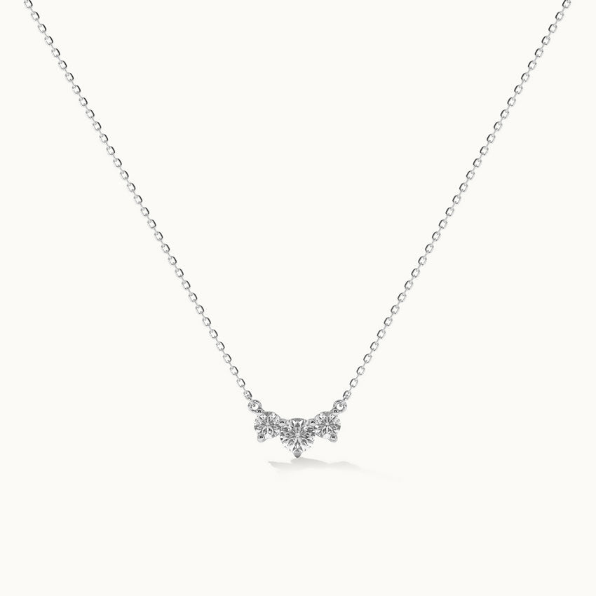 Three Stone Diamond Necklace, Sterling Silver, 1/2 ct Lab Grown Diamond-3