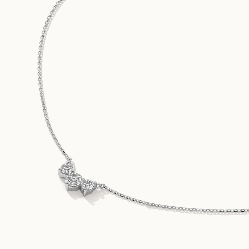 Three Stone Diamond Necklace, Sterling Silver, 1/2 ct Lab Grown Diamond-7