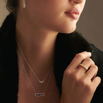 Three Stone Diamond Necklace, Sterling Silver, 1/2 ct Lab Grown Diamond-5