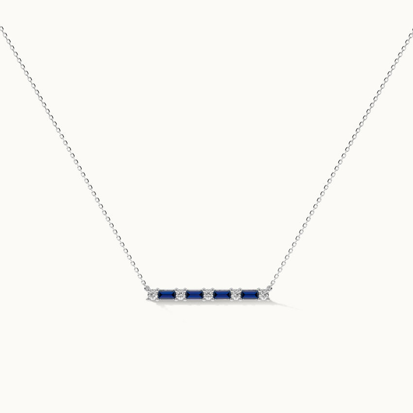 Baguette Diamond Bar Necklace, 14K Solid Gold, 1/5 ct Lab Grown Diamond-3