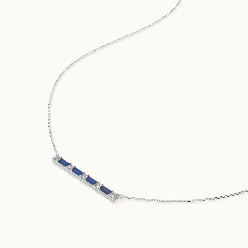Baguette Diamond Bar Necklace, Sterling Silver, 1/5 ct Lab Grown Diamond-7