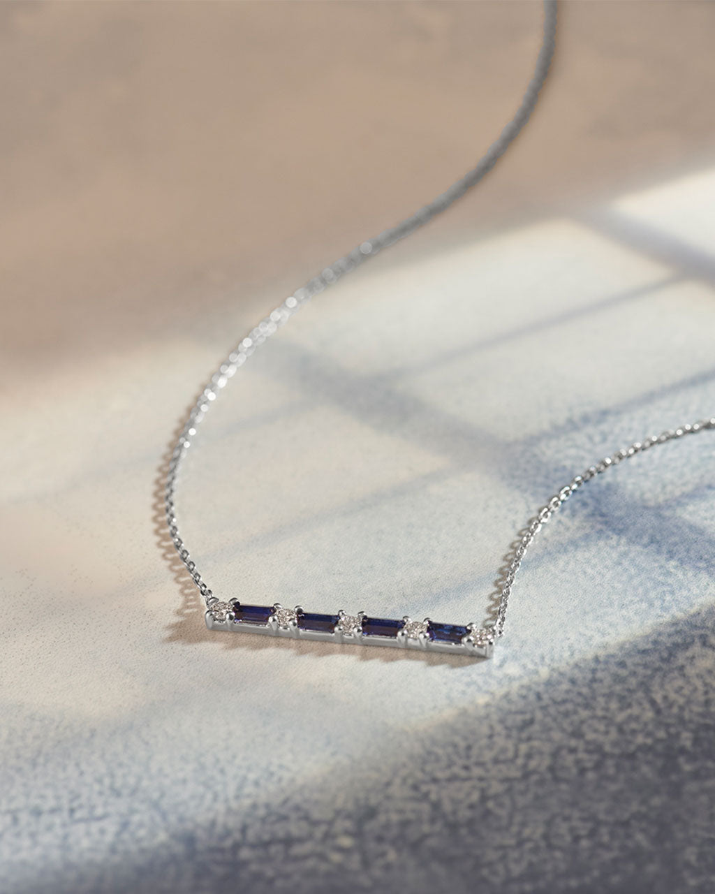 Baguette Diamond Bar Necklace, Sterling Silver, 1/5 ct Lab Grown Diamond-6