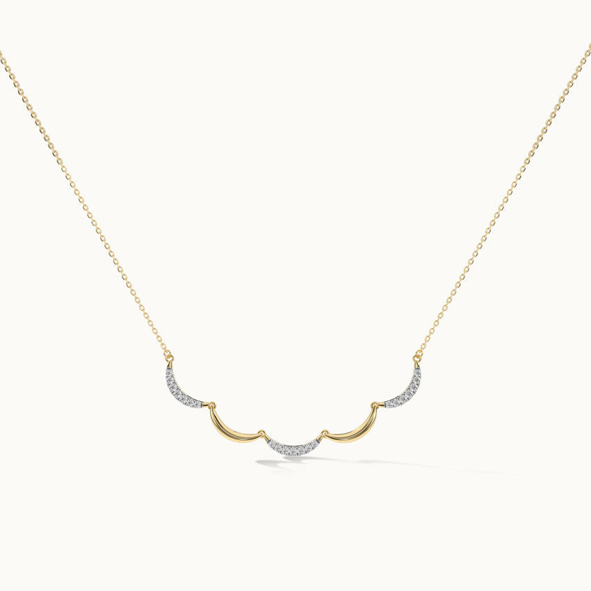 Scallop Diamond Necklace, 14K Solid Gold, 1/6 ct Lab Grown Diamond-3