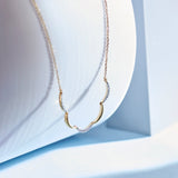 Scallop Diamond Necklace, 14K Gold Vermeil, 1/6 ct Lab Grown Diamond-1