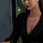 Scallop Diamond Necklace, 14K Gold Vermeil, 1/6 ct Lab Grown Diamond-4