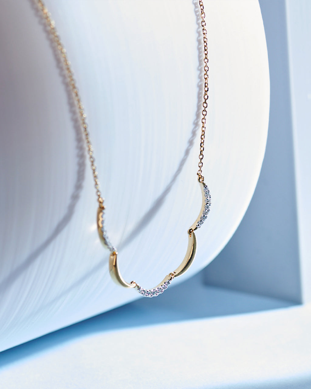 Scallop Diamond Necklace, 14K Solid Gold, 1/6 ct Lab Grown Diamond-5