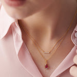 Chain Link Diamond Bar Necklace, 14K Solid Gold, 1/20 ct Lab Grown Diamond-7