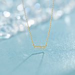 Chain Link Diamond Bar Necklace, 14K Solid Gold, 1/20 ct Lab Grown Diamond-1