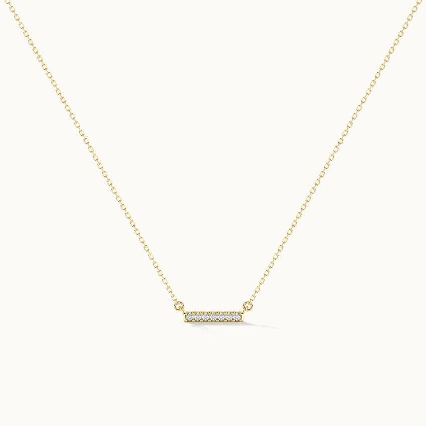 Chain Link Diamond Bar Necklace, 14K Solid Gold, 1/20 ct Lab Grown Diamond-3