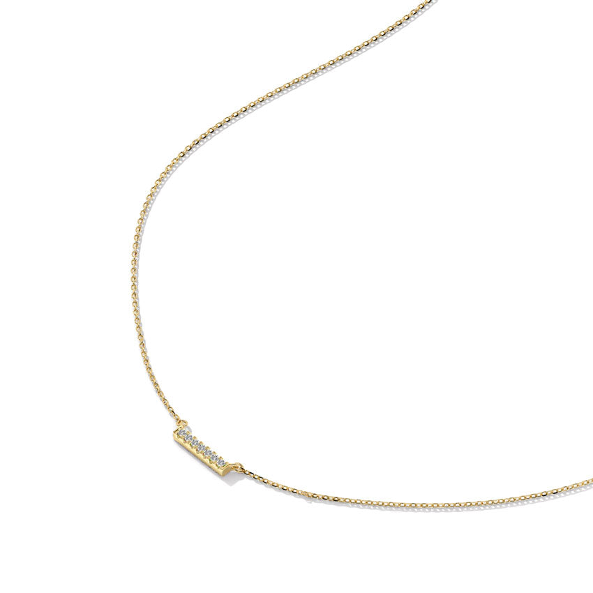 Chain Link Diamond Bar Necklace, 14K Solid Gold, 1/20 ct Lab Grown Diamond-5