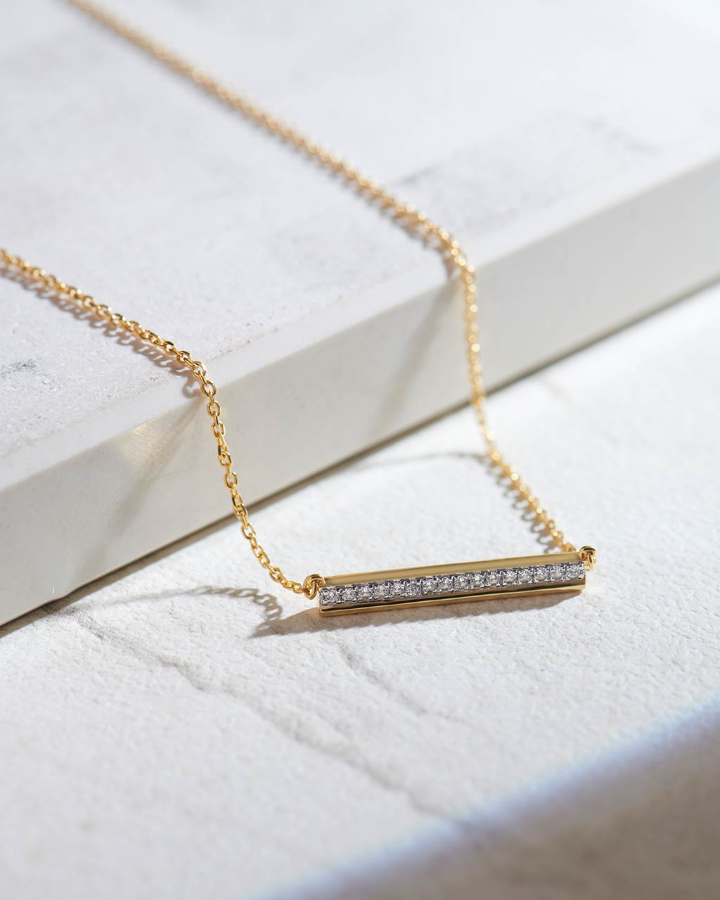 Diamond Bar Necklace, 14K Solid Gold, 1/10 ct Lab Grown Diamond-6