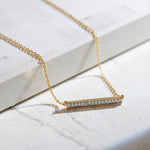 Diamond Bar Necklace, 14K Solid Gold, 1/10 ct Lab Grown Diamond-6