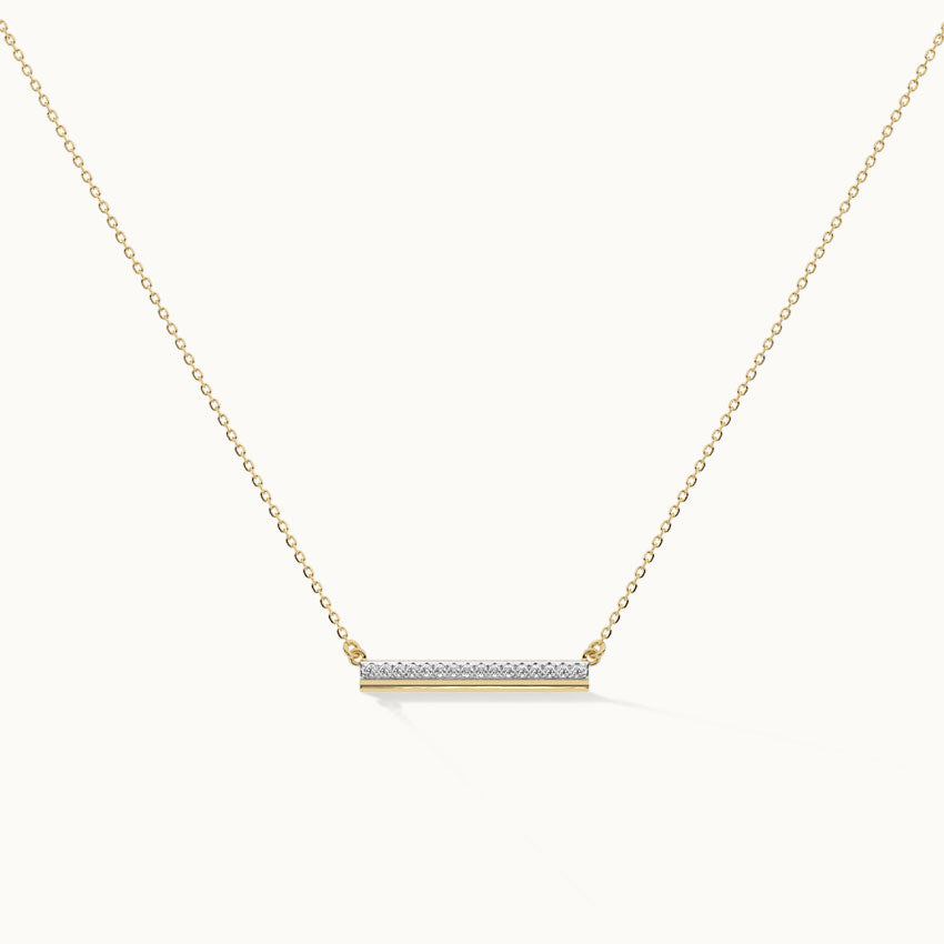 Diamond Bar Necklace, 14K Solid Gold, 1/10 ct Lab Grown Diamond-3