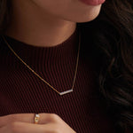 Diamond Bar Necklace, 14K Solid Gold, 1/10 ct Lab Grown Diamond-2