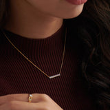 Diamond Bar Necklace, 14K Solid Gold, 1/10 ct Lab Grown Diamond-2