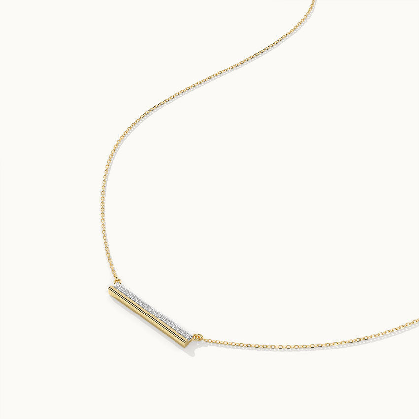 Diamond Bar Necklace, 14K Solid Gold, 1/10 ct Lab Grown Diamond-7