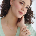 Diamond Bar Necklace, 14K Solid Gold, 1/10 ct Lab Grown Diamond-5