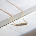 Diamond Bar Necklace, 14K Solid Gold, 1/10 ct Lab Grown Diamond-1