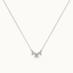 Three Stone Diamond Bar Necklace, Sterling Silver, 1/3 ct Lab Grown Diamond-3
