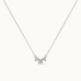Three Stone Diamond Bar Necklace, Sterling Silver, 1/3 ct Lab Grown Diamond-3