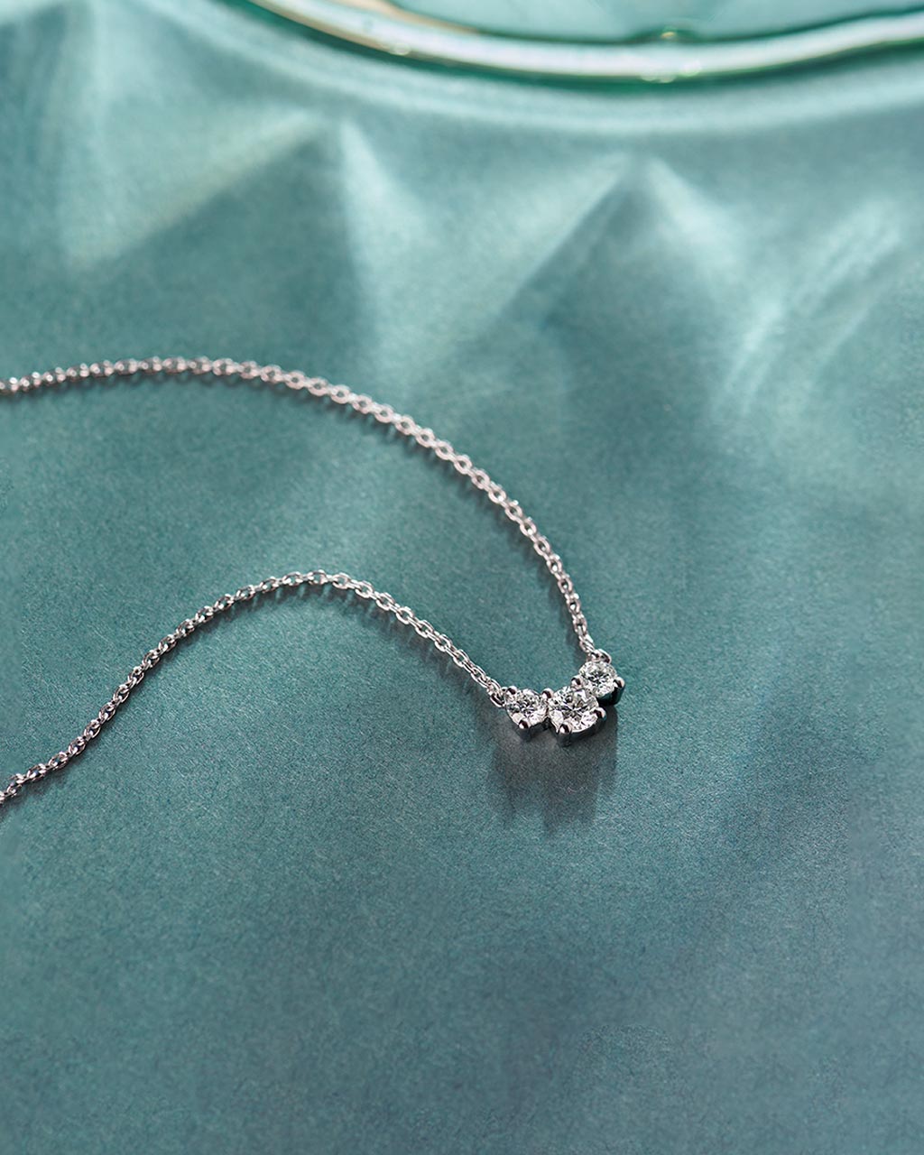 Three Stone Diamond Bar Necklace, Sterling Silver, 1/3 ct Lab Grown Diamond-6