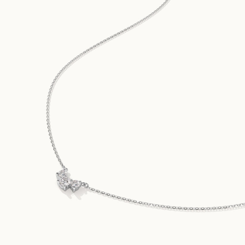 Three Stone Diamond Bar Necklace, Sterling Silver, 1/3 ct Lab Grown Diamond-7