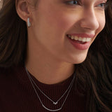 Three Stone Diamond Bar Necklace, Sterling Silver, 1/3 ct Lab Grown Diamond-5