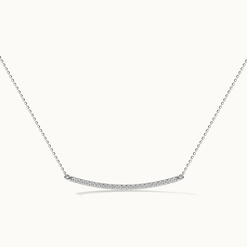 Classic Curved Diamond Bar Necklace, 14K Solid Gold, 3/8 ct Lab Grown Diamond-3