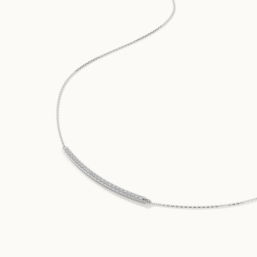 Classic Curved Diamond Bar Necklace