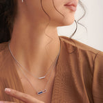 Line Diamond Bar Necklace, Sterling Silver, 1/10 ct Lab Grown Diamond-5