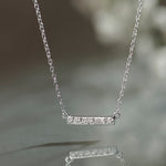 Line Diamond Bar Necklace, 14K Solid Gold, 1/10 ct Lab Grown Diamond-6