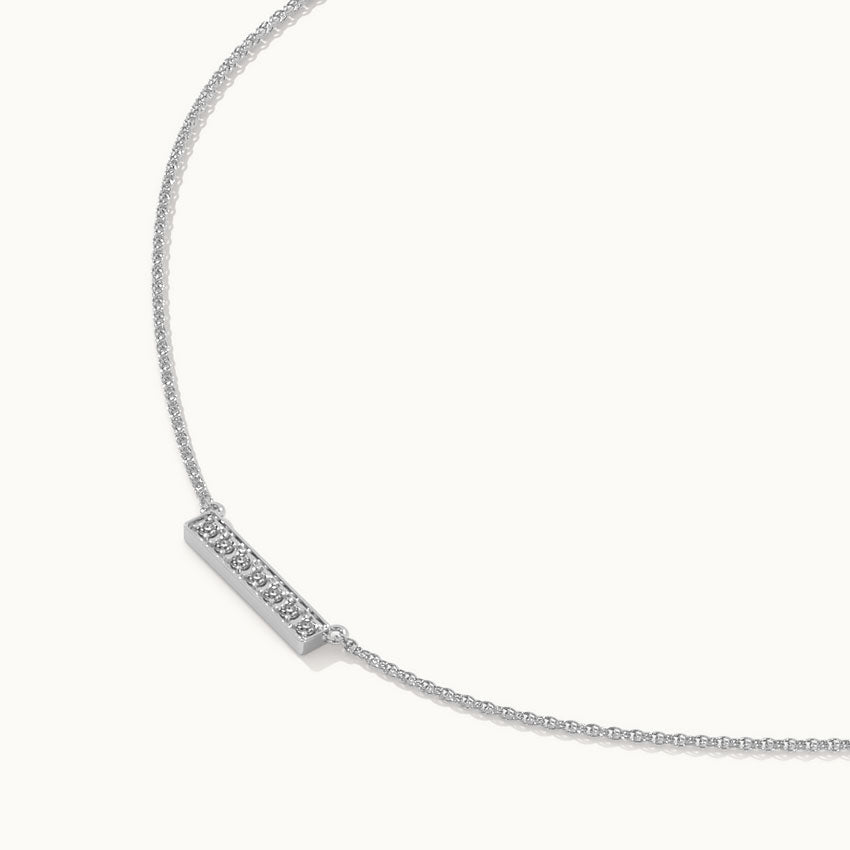 Line Diamond Bar Necklace, 14K Solid Gold, 1/10 ct Lab Grown Diamond-7