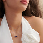 Line Diamond Bar Necklace, 14K Solid Gold, 1/10 ct Lab Grown Diamond-2