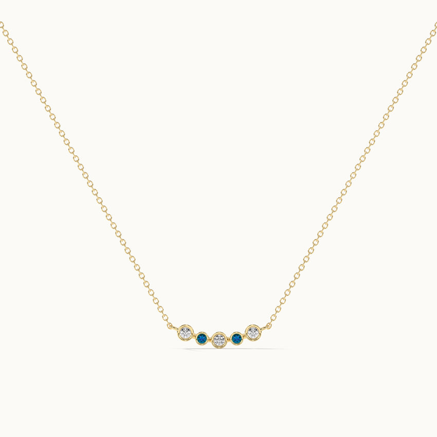 Curved Diamond Bar Necklace, 14K Solid Gold, 1/10 ct Lab Grown Diamond-3