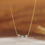 Curved Diamond Bar Necklace, 14K Solid Gold, 1/10 ct Lab Grown Diamond-6