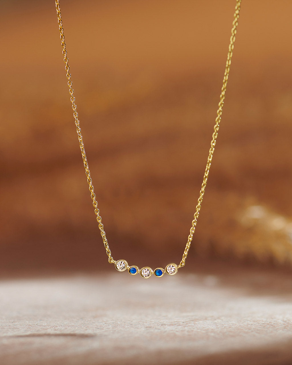 Curved Diamond Bar Necklace, 14K Gold Vermeil, 1/10 ct Lab Grown Diamond-6