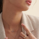 Curved Diamond Bar Necklace, 14K Gold Vermeil, 1/10 ct Lab Grown Diamond-5