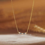 Curved Diamond Bar Necklace, 14K Solid Gold, 1/10 ct Lab Grown Diamond-1