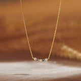 Curved Diamond Bar Necklace, 14K Solid Gold, 1/10 ct Lab Grown Diamond-1
