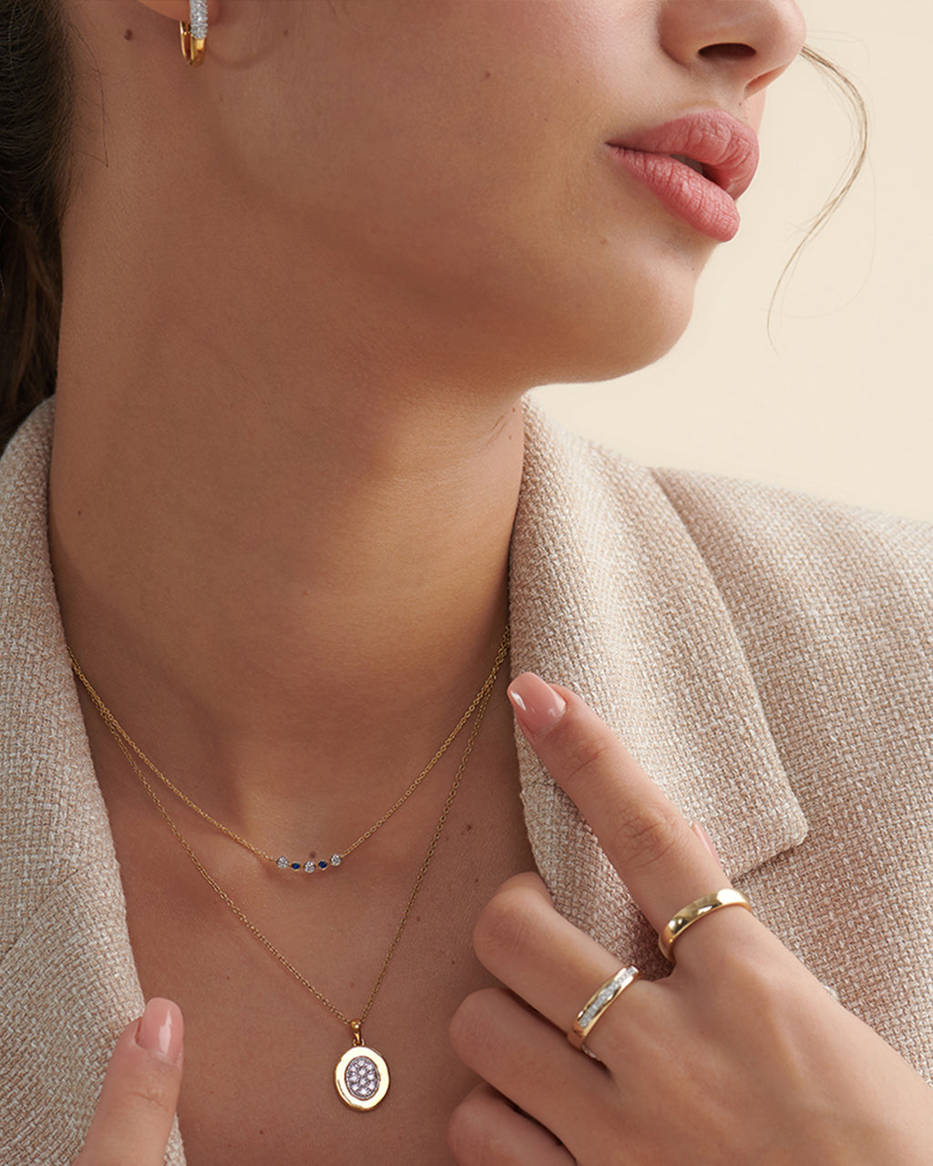 Curved Diamond Bar Necklace, 14K Solid Gold, 1/10 ct Lab Grown Diamond-5