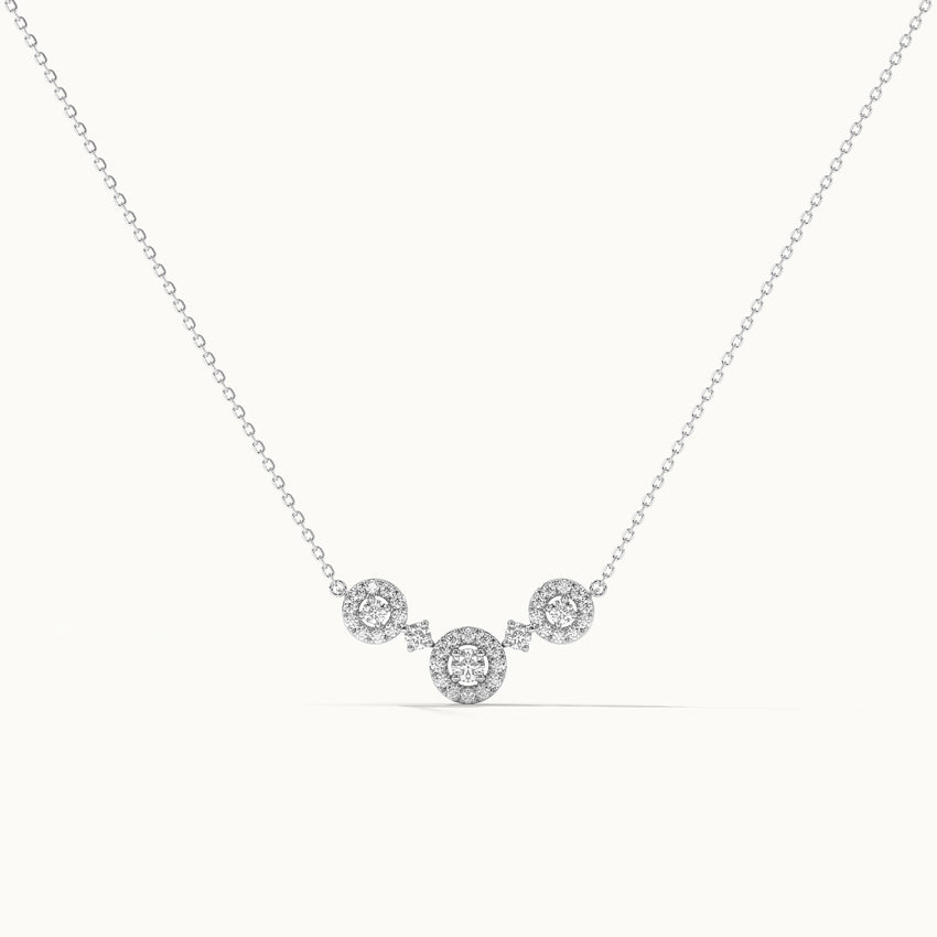 Round Halo Diamond Necklace, 14K Solid Gold, 3/8 ct Lab Grown Diamond-3