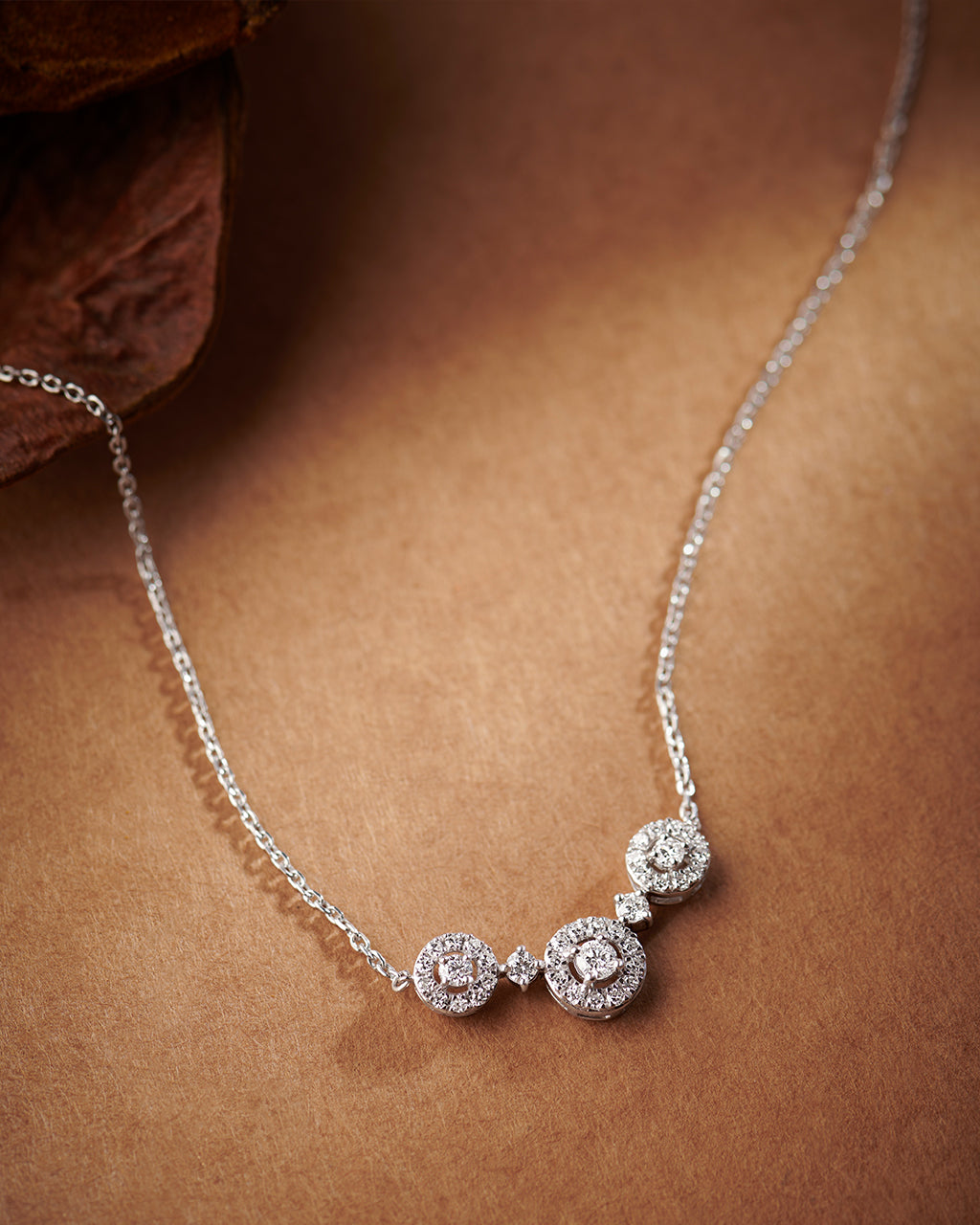 Round Halo Diamond Necklace, Sterling Silver, 3/8 ct Lab Grown Diamond-6