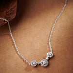 Round Halo Diamond Necklace, Sterling Silver, 3/8 ct Lab Grown Diamond-6