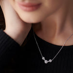 Round Halo Diamond Necklace, Sterling Silver, 3/8 ct Lab Grown Diamond-2