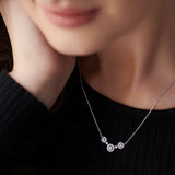 Round Halo Diamond Necklace, Sterling Silver, 3/8 ct Lab Grown Diamond-2