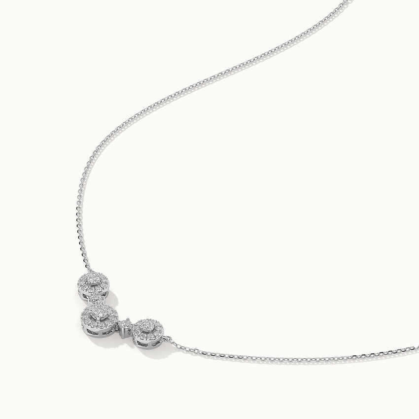 Round Halo Diamond Necklace, 14K Solid Gold, 3/8 ct Lab Grown Diamond-7