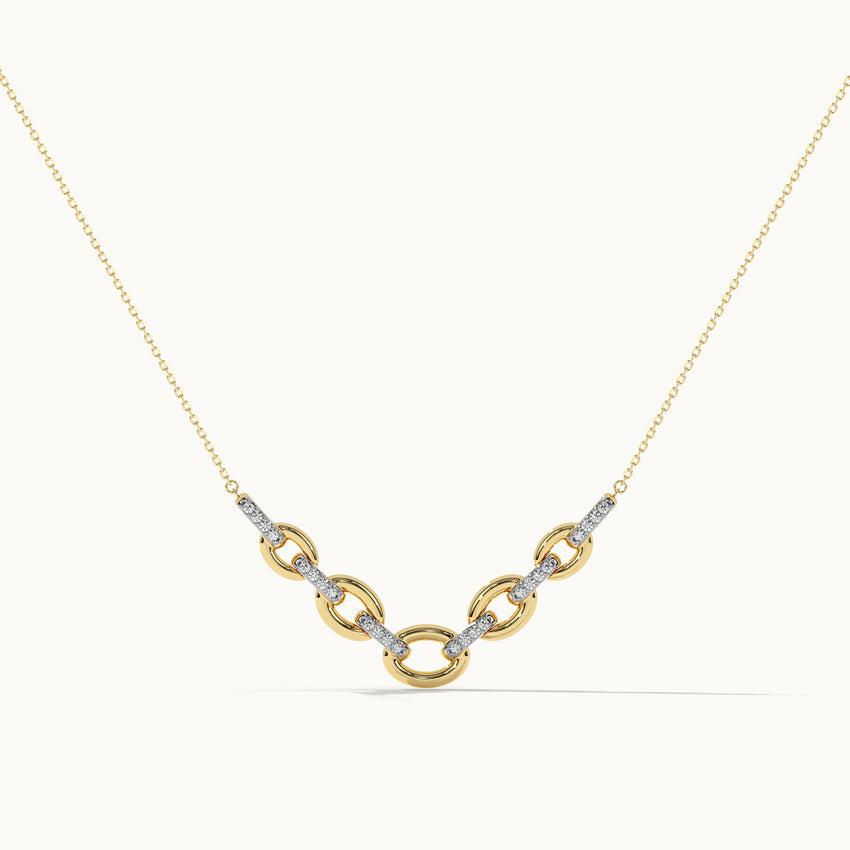 Linked Chain Diamond Bar Necklace
