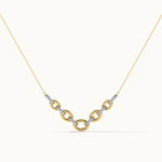 Linked Chain Diamond Bar Necklace, 14K Solid Gold, 1/6 ct Lab Grown Diamond-3