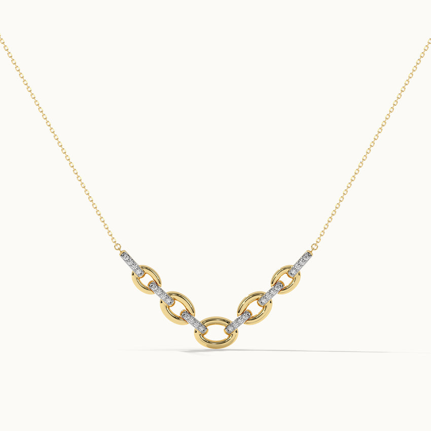 Linked Chain Diamond Bar Necklace, 14K Solid Gold, 1/6 ct Lab Grown Diamond-3
